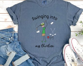 30th Golf-Themed T-Shirt for Thirtieth Birthday Celebration, 30th birthday Tee for Golf Lovers, Funny Birthday Gift for him, Golf Apparel