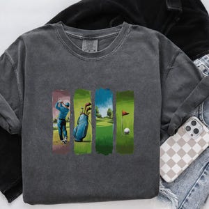 Golfing Adventure Unisex T-Shirt, Casual Wear for Golf Lovers, Gift for Golf Enthusiasts, Brushstroke Golf Graphic Tee, Golf Lover Shirt