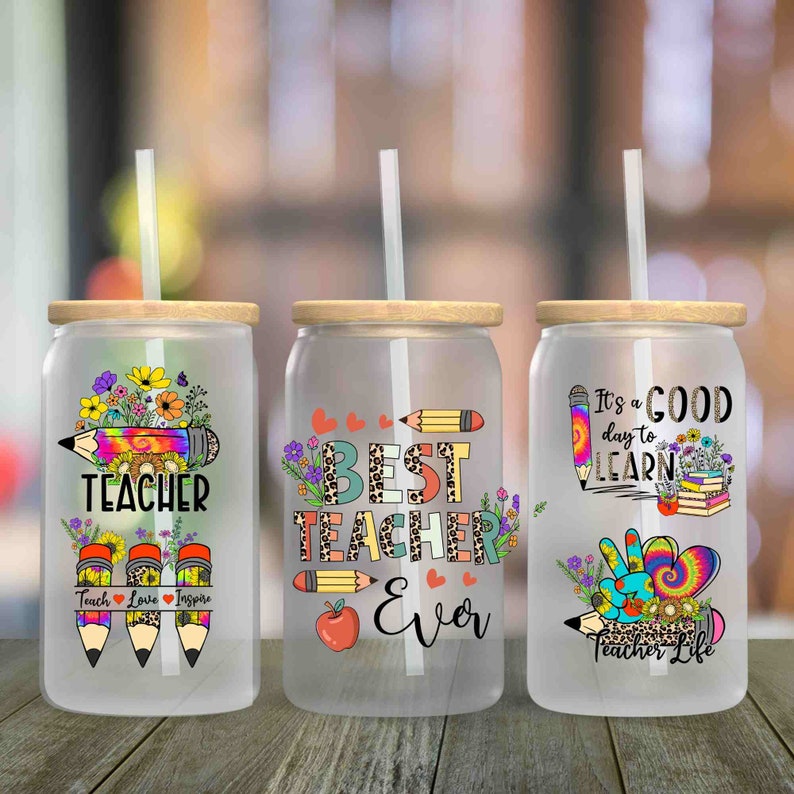 Teacher Appreciation Gift Teacher Tumbler Glass Cup, End of Year ...