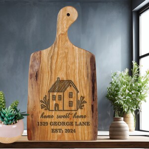 Home Sweet Home Cutting Board, Address Cutting Board, New Home Gift, Realtor Closing Gift, Housewarming Gift, cherry wood charcuterie