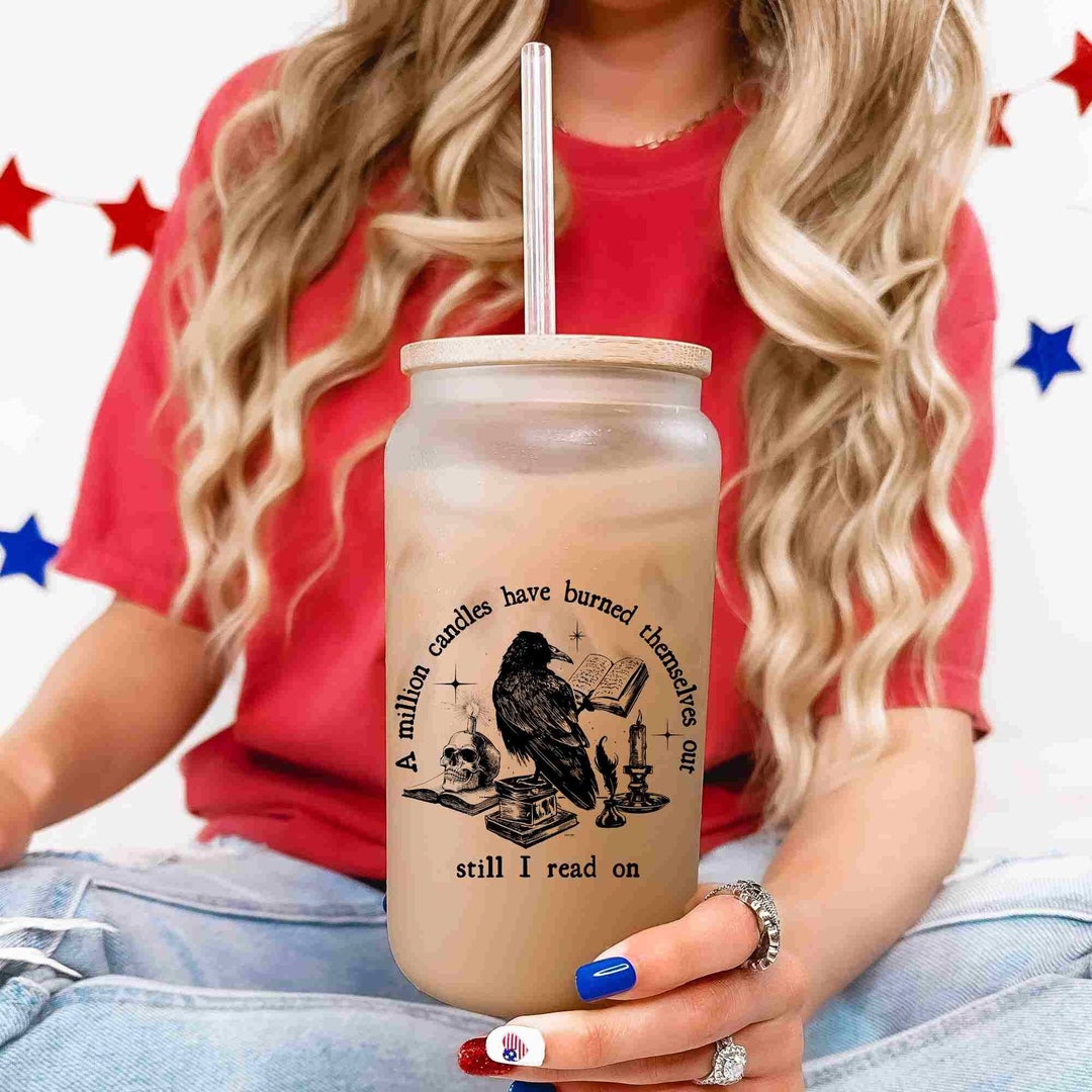 Fourth Wing Frosted Glass Beer Can With Lid and Straw Glass Etsy