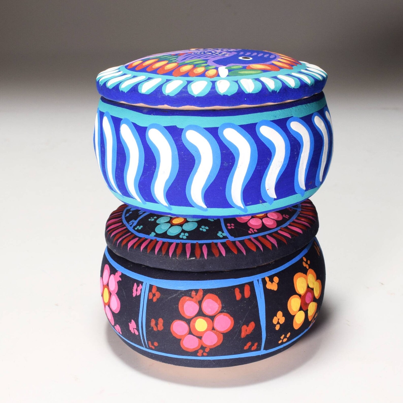 Par de arte popular mexicano rojo arcilla lidded cajas | Etsy
