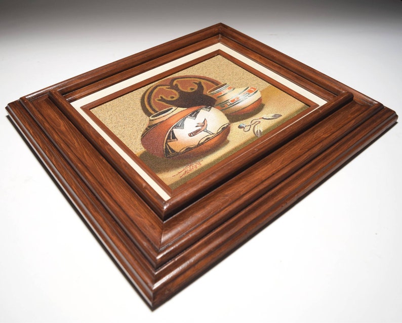 Original Oil Painting On Sanded Canvas Collectible 1980/'s Vintage Listed Artist Native American Pottery Still Life By Myung Mario Jung