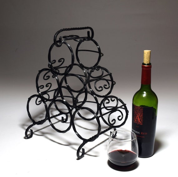 Hand Wrought Iron Wine Rack Countertop 6 Bottle Display With Etsy