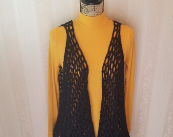 black crochet vest