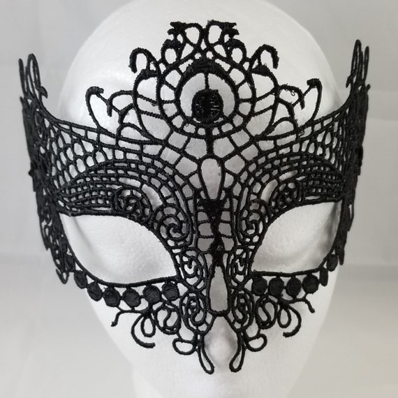 Masquerade Mask Bat Black lace design made from soft metal