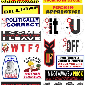 hard hat stickers, F - WORD, 20 sticker super value pack