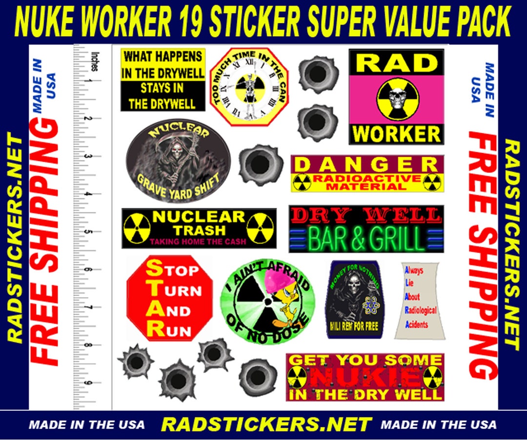 Nuke Button Sticker Nuke Worker Hard Hat Stickers, a Full Sheet of 12 Nuke Worker Stickers ...