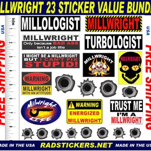 Millwright Hard Hat Stickers, A Full Sheet of 11 Millwright Stickers ...