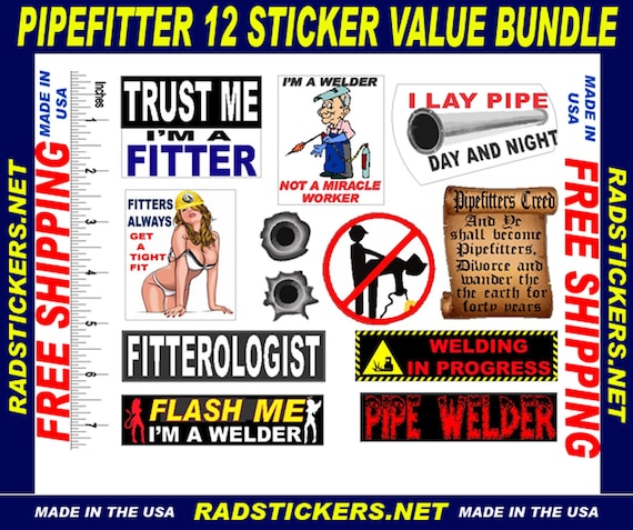 Hard Hat Stickers, Pipefitters Value Bundle of the 10 Best Sellers