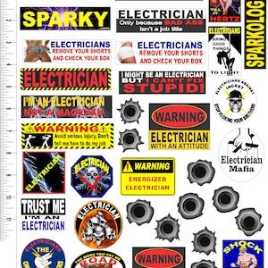 hard hat stickers, ELECTRICIAN, 35 sticker super value pack