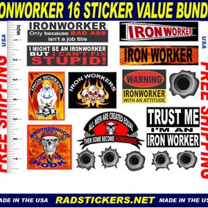 hard hat stickers, ironworker value bundle of 10 best sellers,  SH-41