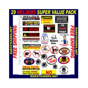 hard hat stickers, Welders 29 sticker super value pack