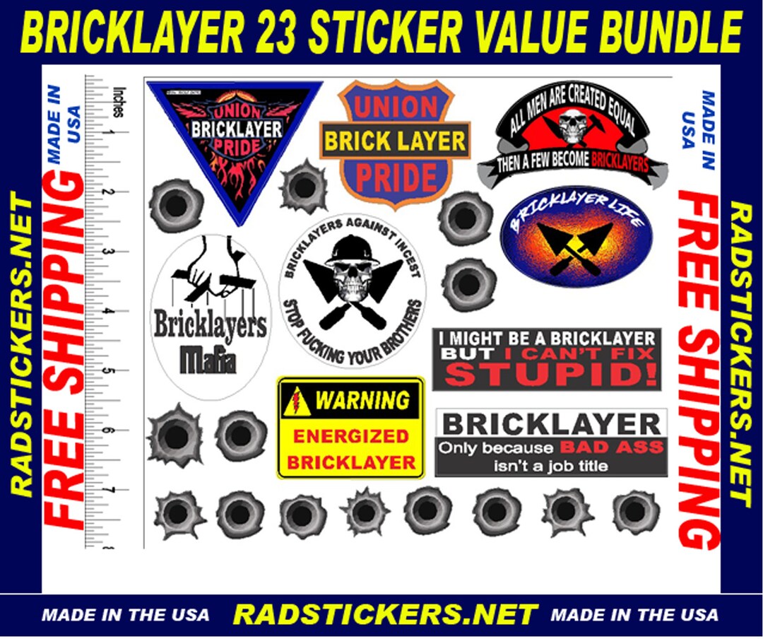 Hard Bit Sticker Bricklayer Hard Hat Stickers, a Sheet of 10 Stickers You Won't Find Any ...
