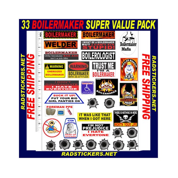 hard hat sticker, Boilermaker 30 sticker super value pack