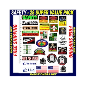 hard hat sticker, SAFETY, 24 sticker super value pack
