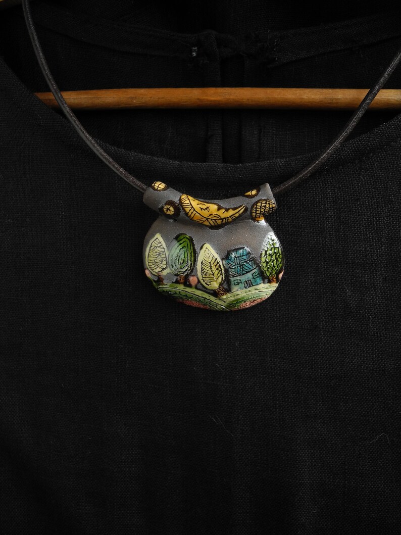 Ceramic pendant,ceramic ,one of a kind pendant,,ceramic jewerly, image 3