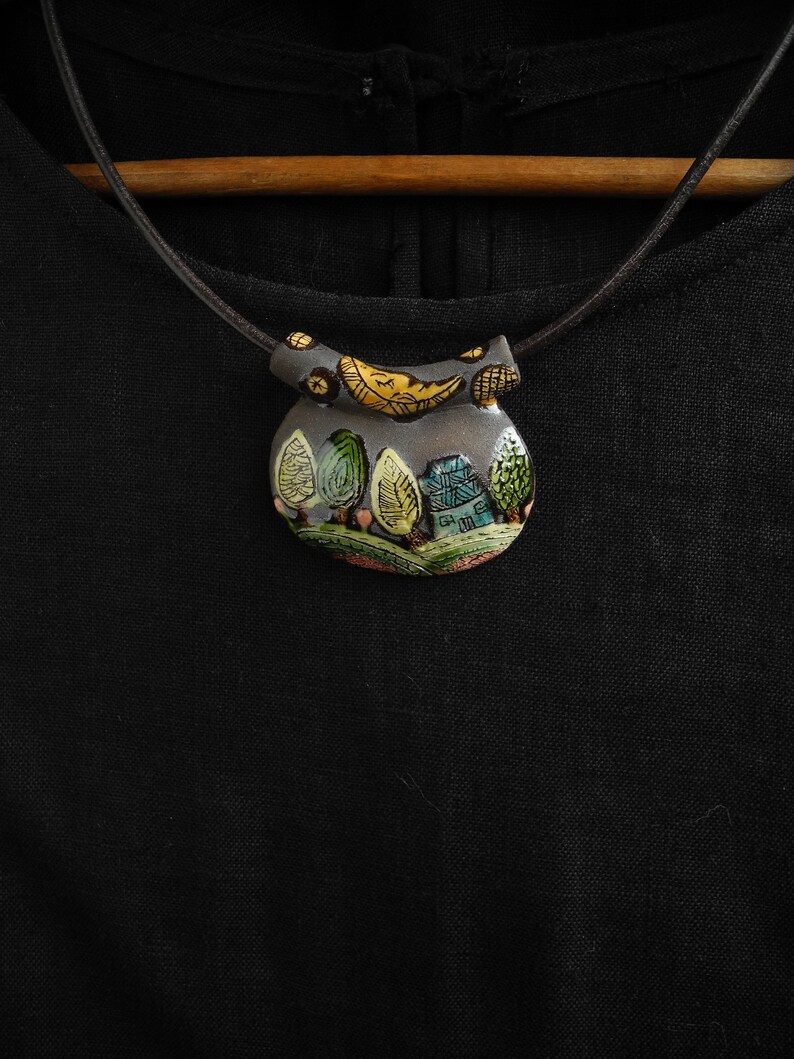 Ceramic pendant,ceramic ,one of a kind pendant,,ceramic jewerly, image 2