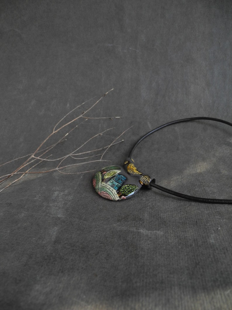 Ceramic pendant,ceramic ,one of a kind pendant,,ceramic jewerly, image 8