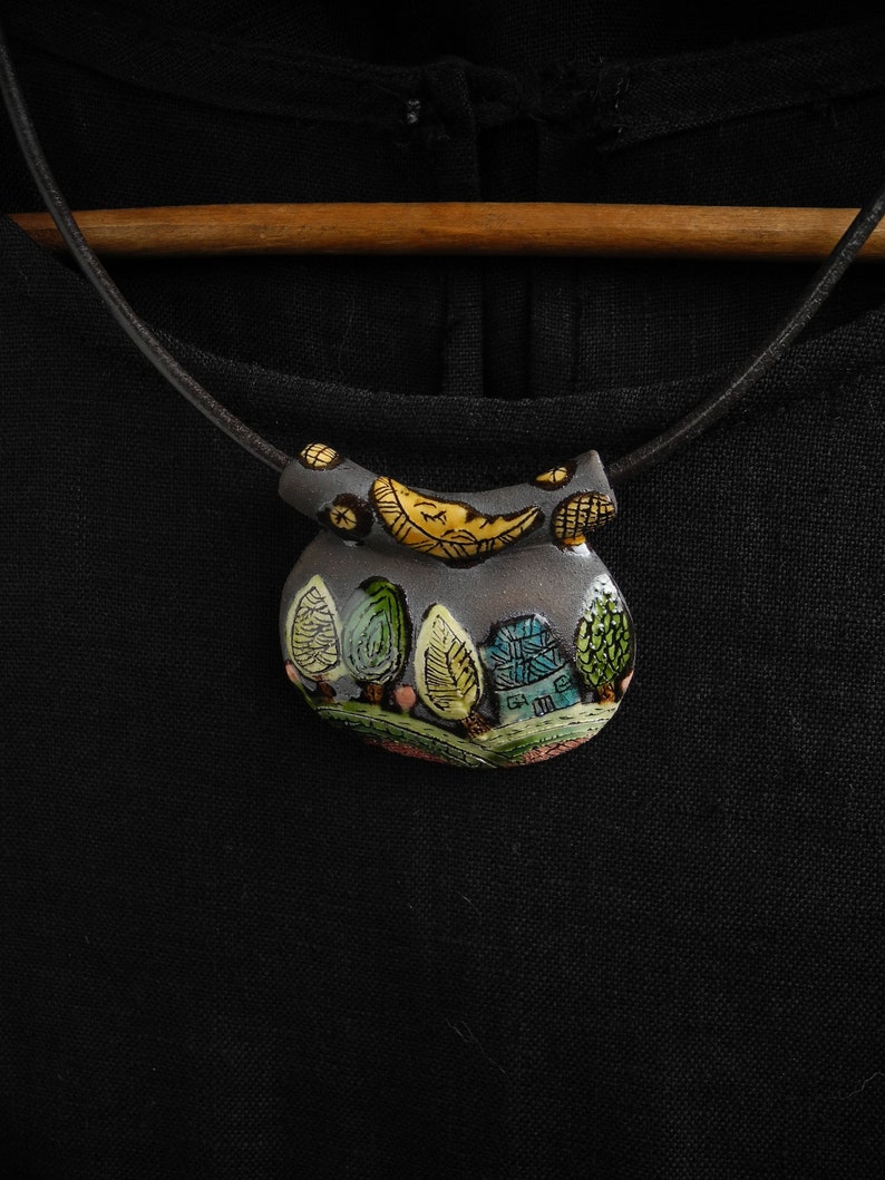 Ceramic pendant,ceramic ,one of a kind pendant,,ceramic jewerly, image 4