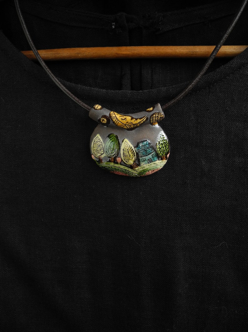 Ceramic pendant,ceramic ,one of a kind pendant,,ceramic jewerly, image 5