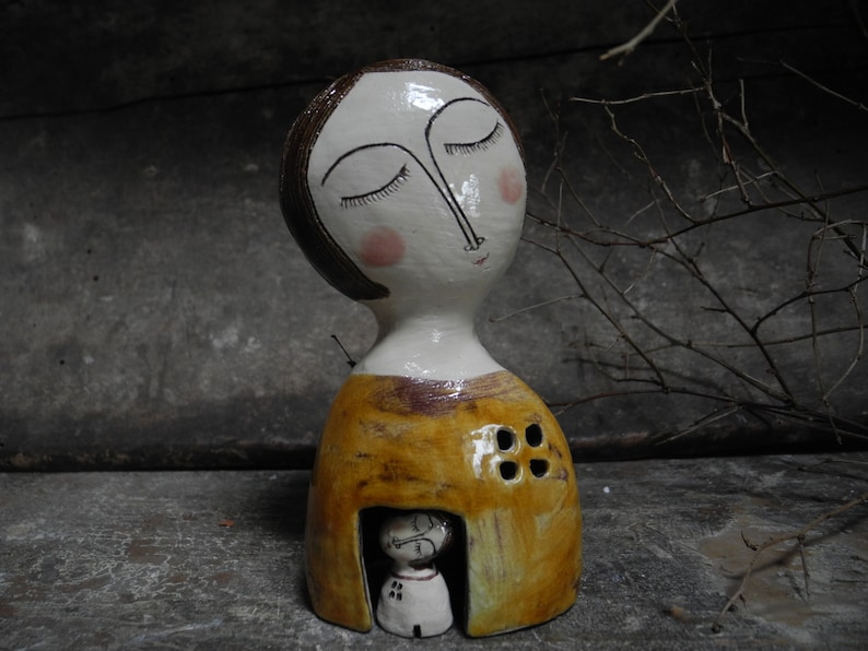 One of a kind ceramic sculpture,Figurine,art object,hand built ceramic sculpture, Ceramic sculpture,ceramic bust,miniature ceramic