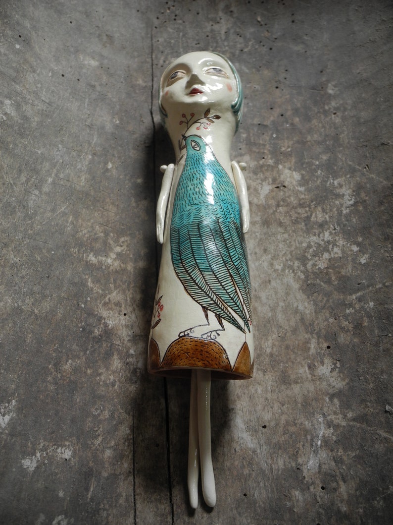Ceramic sculpture,Ceramic doll,One of a kind doll,Figurine,Art doll,Handmade doll,Hand built sculpture,Clay sculpture,Wall hanging sculpture