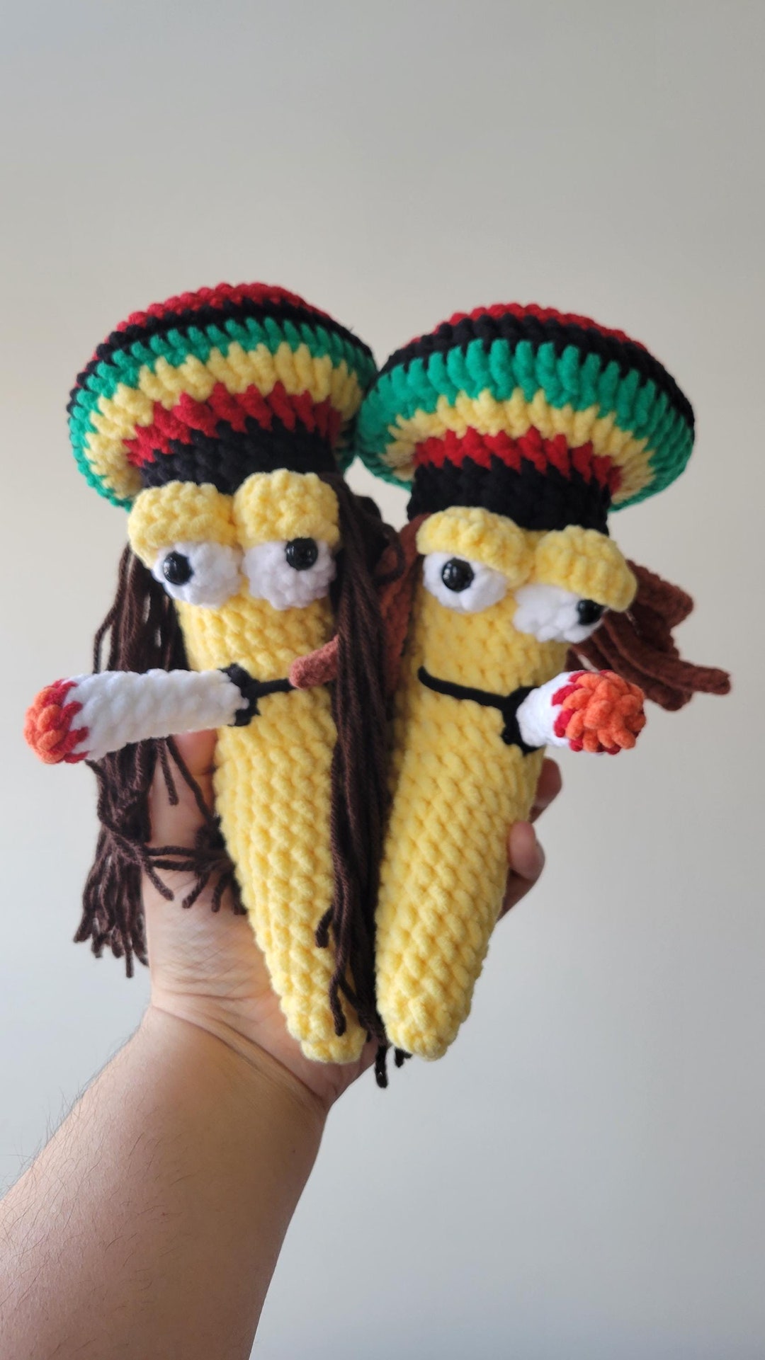 Crochet Jamaican Banana Plushie - Rastanana, Pot Head Gift - Etsy