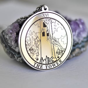 Talisman Carte Majeur//Carte de la Tour//Tarot de Marseille//Amulette//Talisman//Cadeau pour Femme//Cadeau pour Homme//Esotérisme//Pendentif