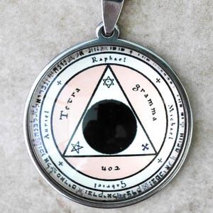 Solomon&#39;s Magic Triangle Talisman - Protection Amulet, Esotericism, 30 mm Glass Cabochon, White Magic, Anti Black Magic