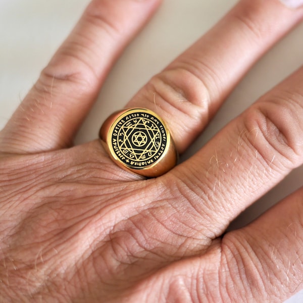 Hexagram of Solomon Signet Ring//Powerful Amulet//Original Gift//Seal of Solomon//Signet Ring of Protection//Esotericism//Hexagram