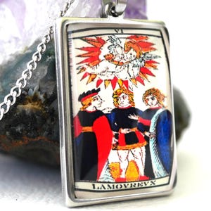 Talisman Card VI The Lovers – Tarot of Marseille, Amulet of Love and Choice, Divination, Esoteric Gift for Women or Men