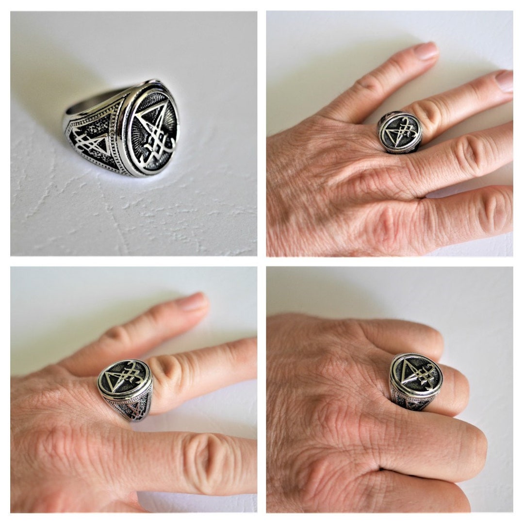 Bague Lucifer Homme - Sceau De Satan, Alliage, Design Viking Punk - Cadeau Masculin Taille 54 à 67