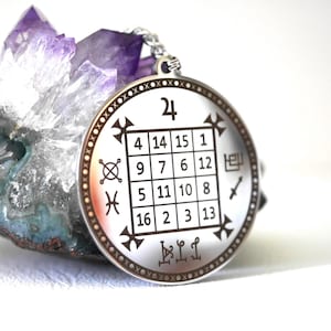 Talismán Cuadrado Mágico de Júpiter/Sello Planetario/Amuleto de Protección y Prosperidad/Colgante Esotérico/Talismán de Poder y Éxito