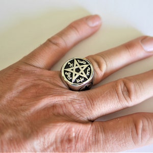 Signet Ring Seal of the Pentagram of Solomon - Esoteric Protection Ring, Magic Pentacle, Original Gift for Men/Women, Ancient Sigil