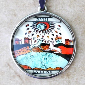 Talisman Carte Majeur//Tarot de Marseille//Carte de La Lune//Divination//Cadeau Homme//Esotérisme//Magie Blanche//Cadeau Original