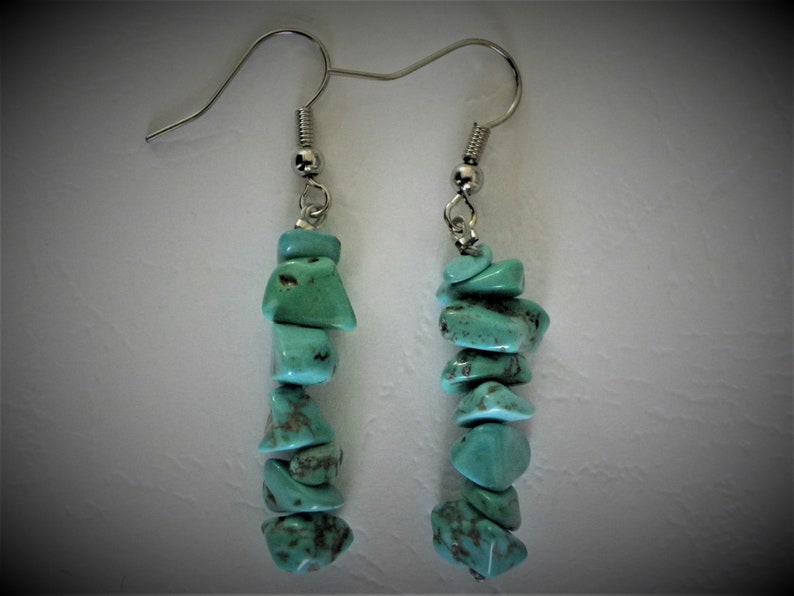 Natural stone earrings Howlite earrings Stud dangling stones layering natural stones