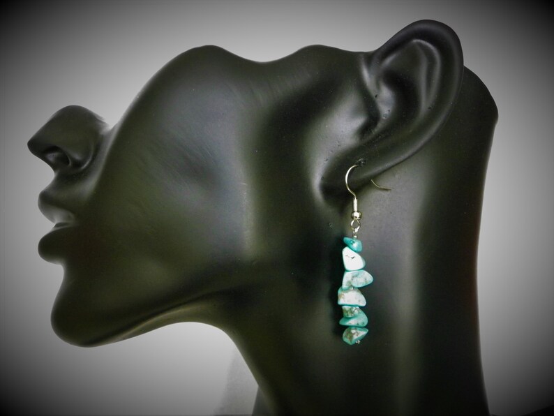 Natural stone earrings Howlite earrings Stud dangling stones layering natural stones