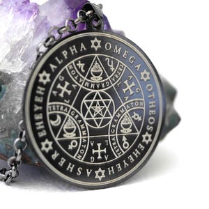 Talisman Grand Pentacle of Solomon/Pentacle of Protection and Success/Amulet/Esoteric Pendant/White Magic/Talisman of Solomon 35 mm Noir