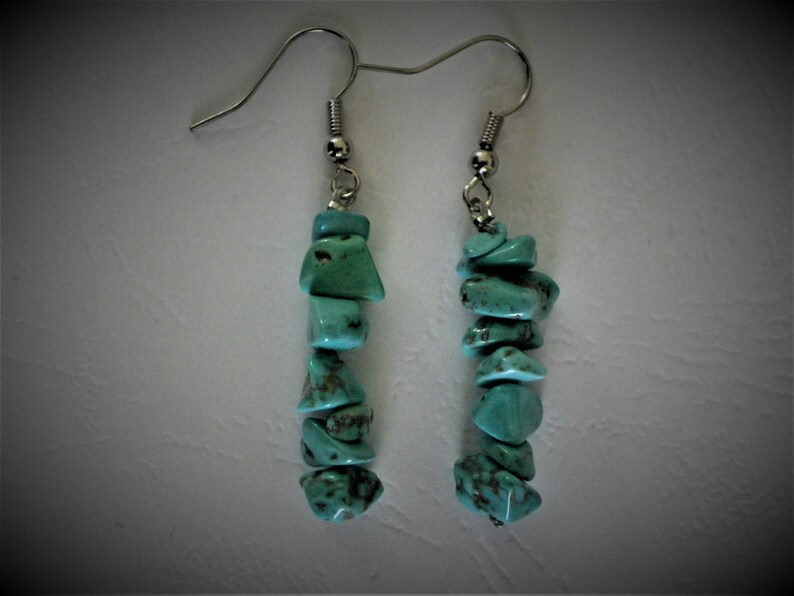 Natural stone earrings Howlite earrings Stud dangling stones layering natural stones