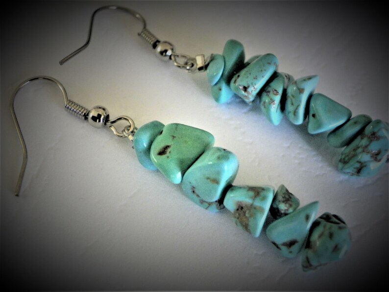 Natural stone earrings Howlite earrings Stud dangling stones layering natural stones