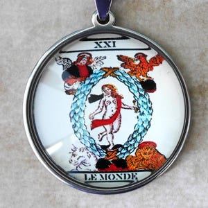 Talisman Carte Majeur //Le Monde//Tarot de Marseille//Carte le Monde//Divination//Cadeau Homme//Cadeau Femme//Esotérisme//Cadeau Original