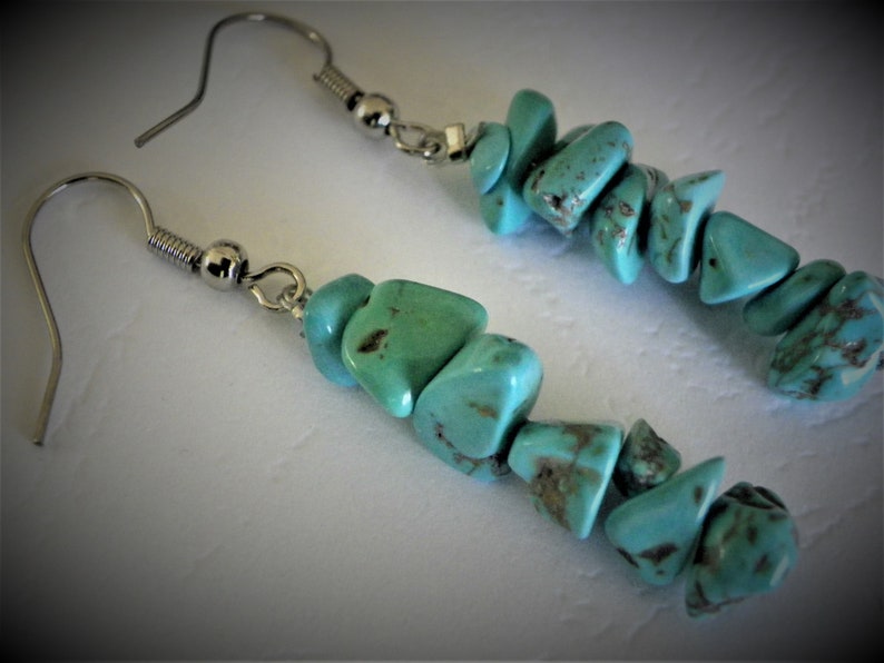Natural stone earrings Howlite earrings Stud dangling stones layering natural stones
