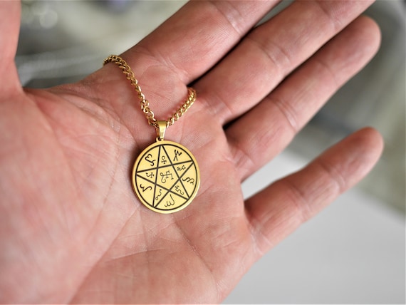 Pentagramm Anhänger Bronze mit Mond Schutzsymbol Talisman Fünfstern