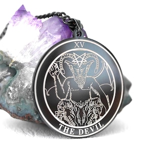 Arcane Majeur XV Le Diable/Tarot de Marseille/Carte du Diable/Divination/Esotérisme/Pendentif Carte du Diable/Cartomancie/Magie Blanche