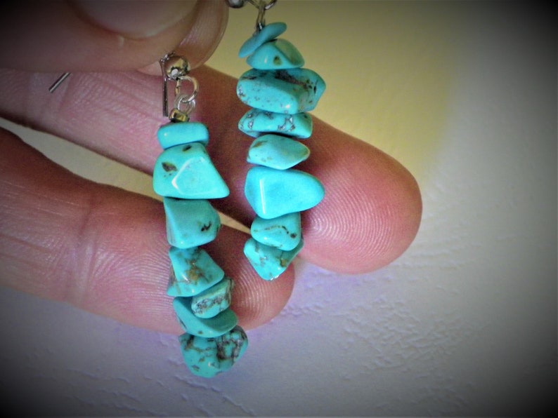 Natural stone earrings Howlite earrings Stud dangling stones layering natural stones