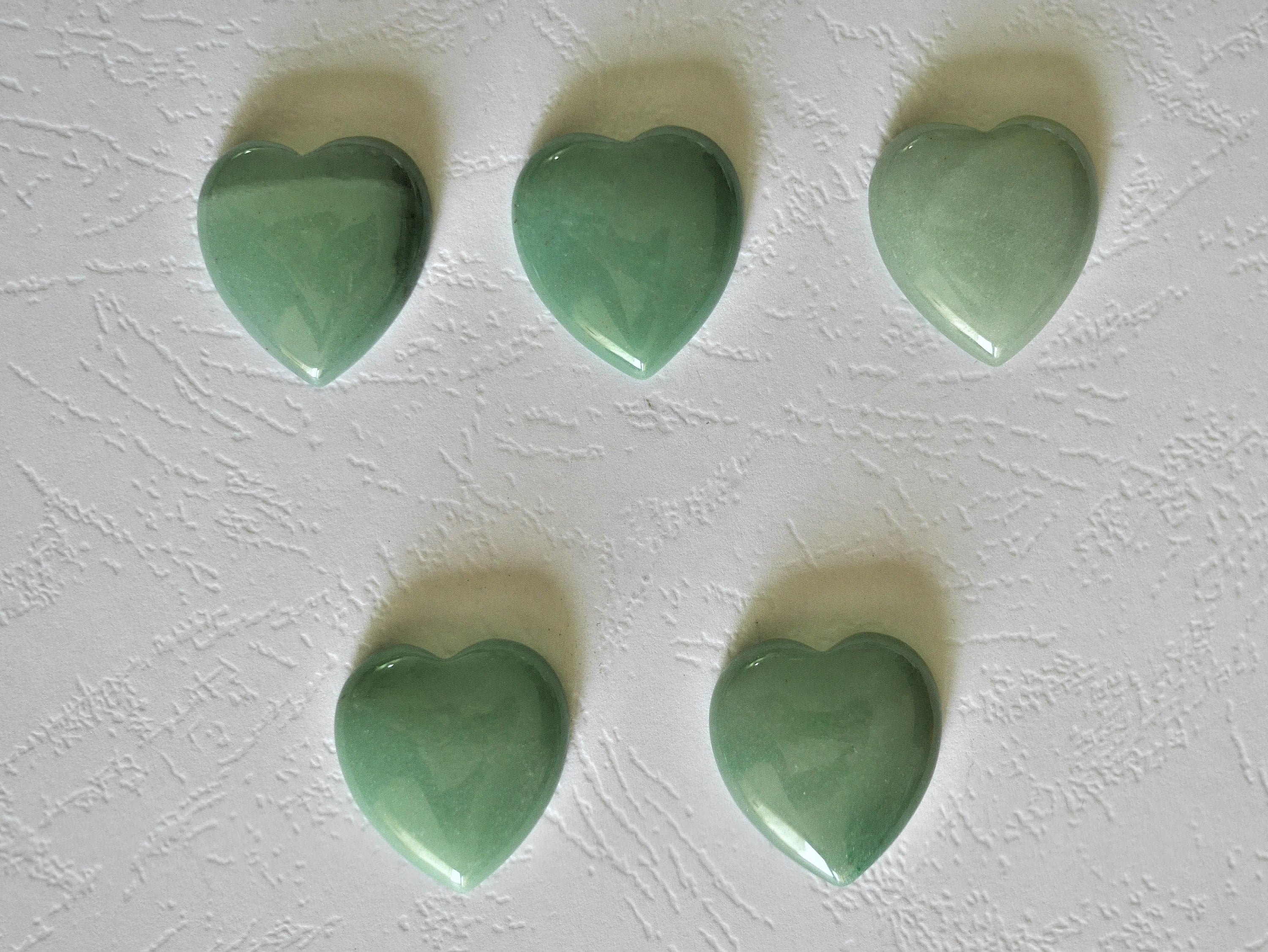 Coeurs en Pierres Naturelles Aventurine Verte//Lot de 5 Coeurs Verte//Cadeau Femme