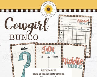 Cowgirl Bunco ~ Bunco ~ Bunco Game Set ~ Printable Bunco ~ Printable Beach Bunco