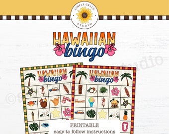 Luau ~ Bingo ~ Luau Bingo ~ Hawaiian Bingo ~ Bingo Game ~ Bingo Set