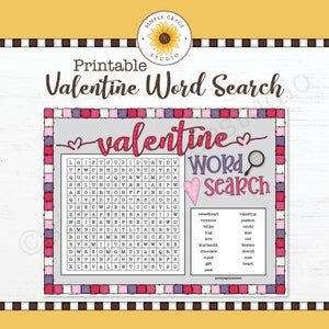 Valentine Word Search ~ Puzzle ~ Printable ~ 8.5x11